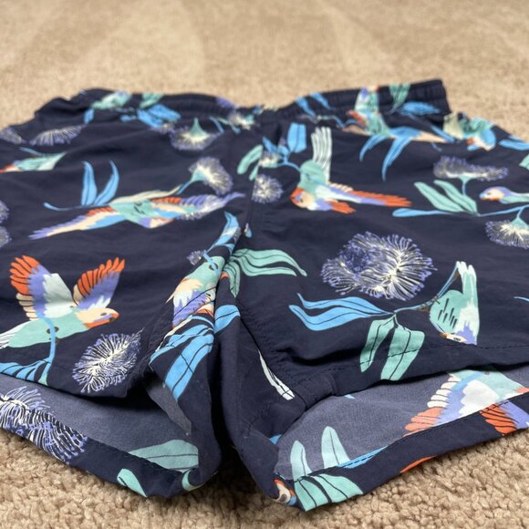 Patagonia Shorts Womens S Blue Pann Parrots Navy Nylon Drawstring Tropical Swim - Picture 3 of 10